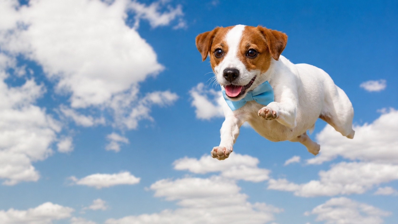 Dog mascots on clouds