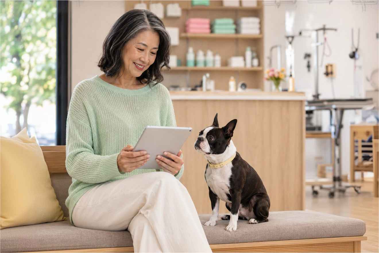 Pet consultation form displayed on a tablet