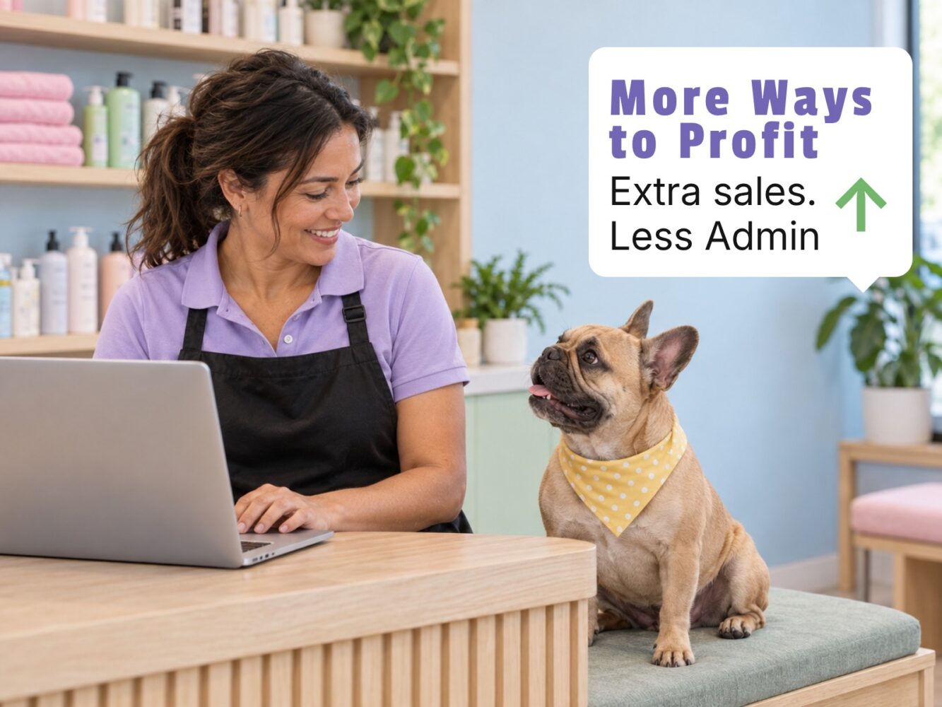 Pet business gift card sales on a computer