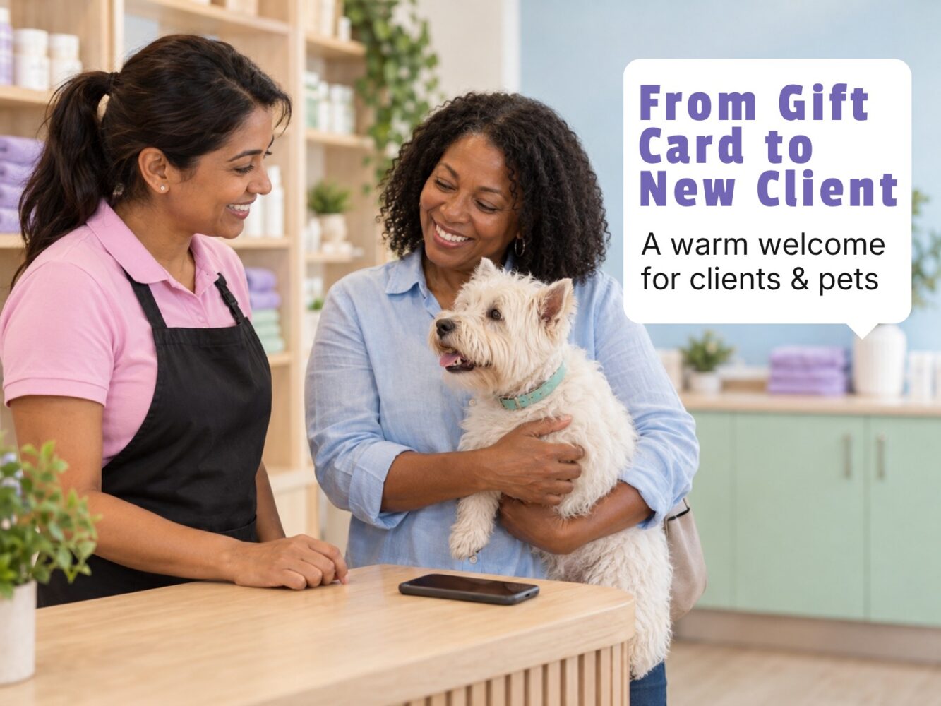 New pet client receiving a gift card