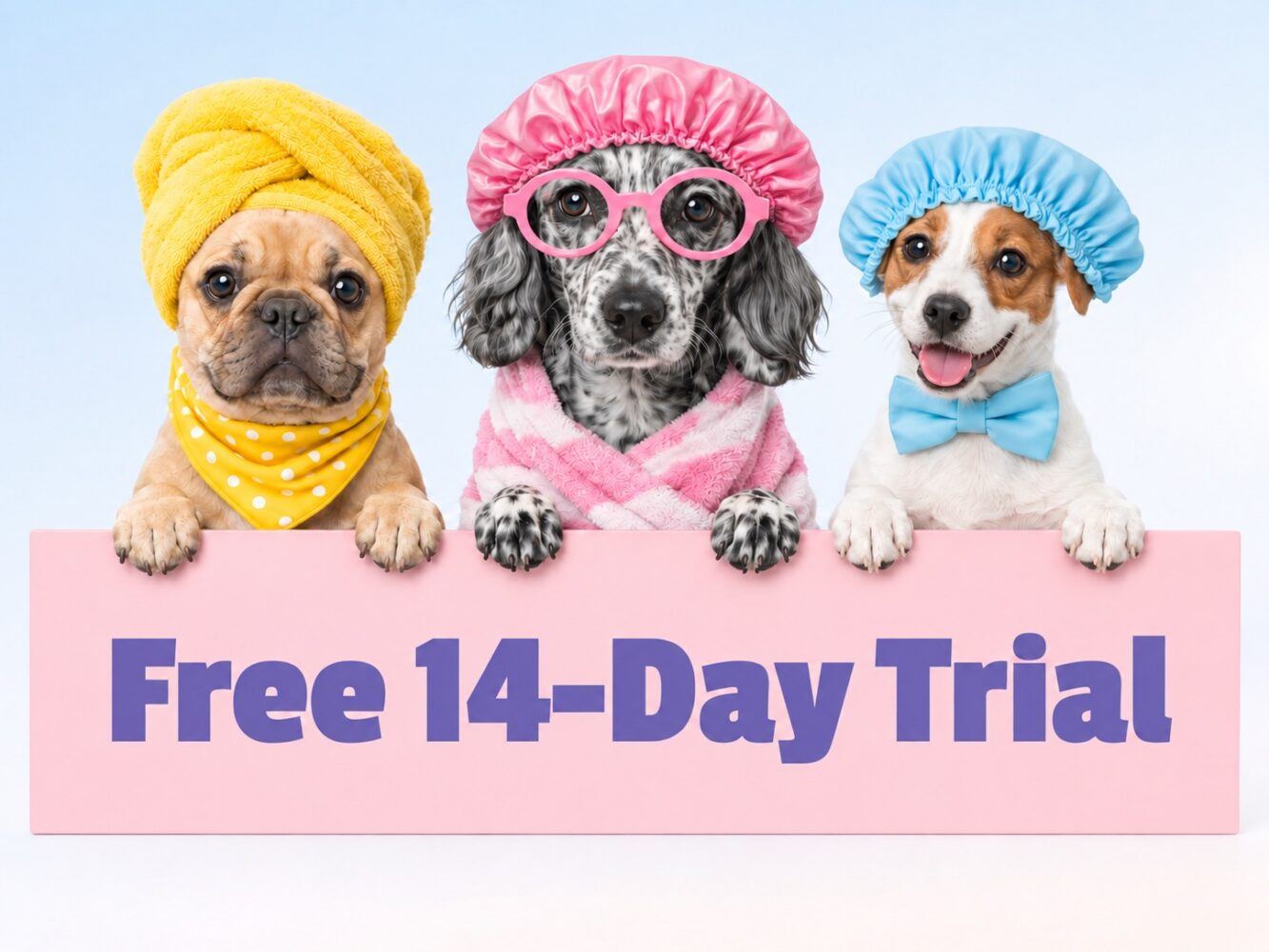 Neko 14-day free trial illustration with three dogs