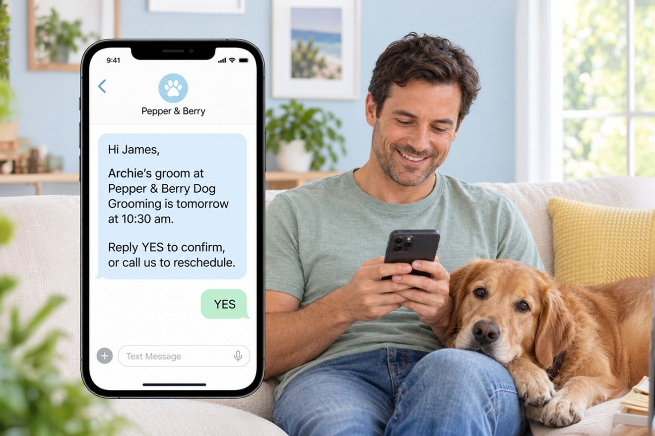 Grooming appointment reminder text message