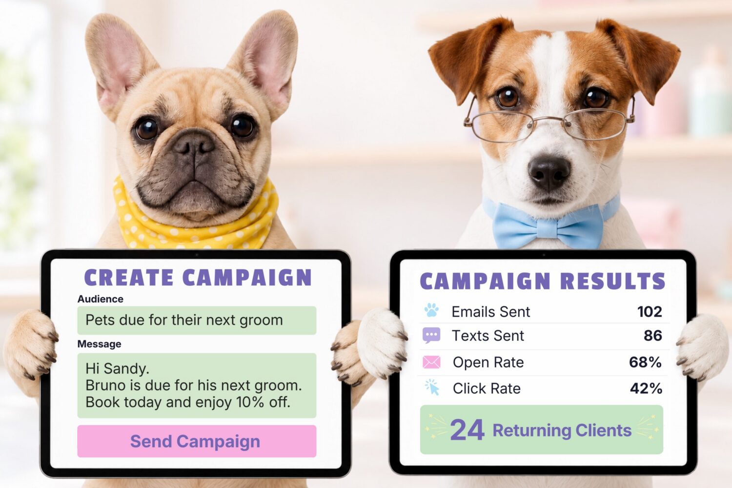 Pet marketing campaign and results illustration