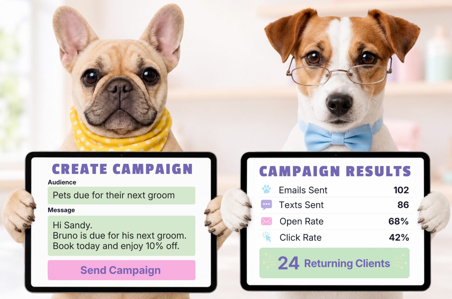 Pet marketing campaign and results illustration