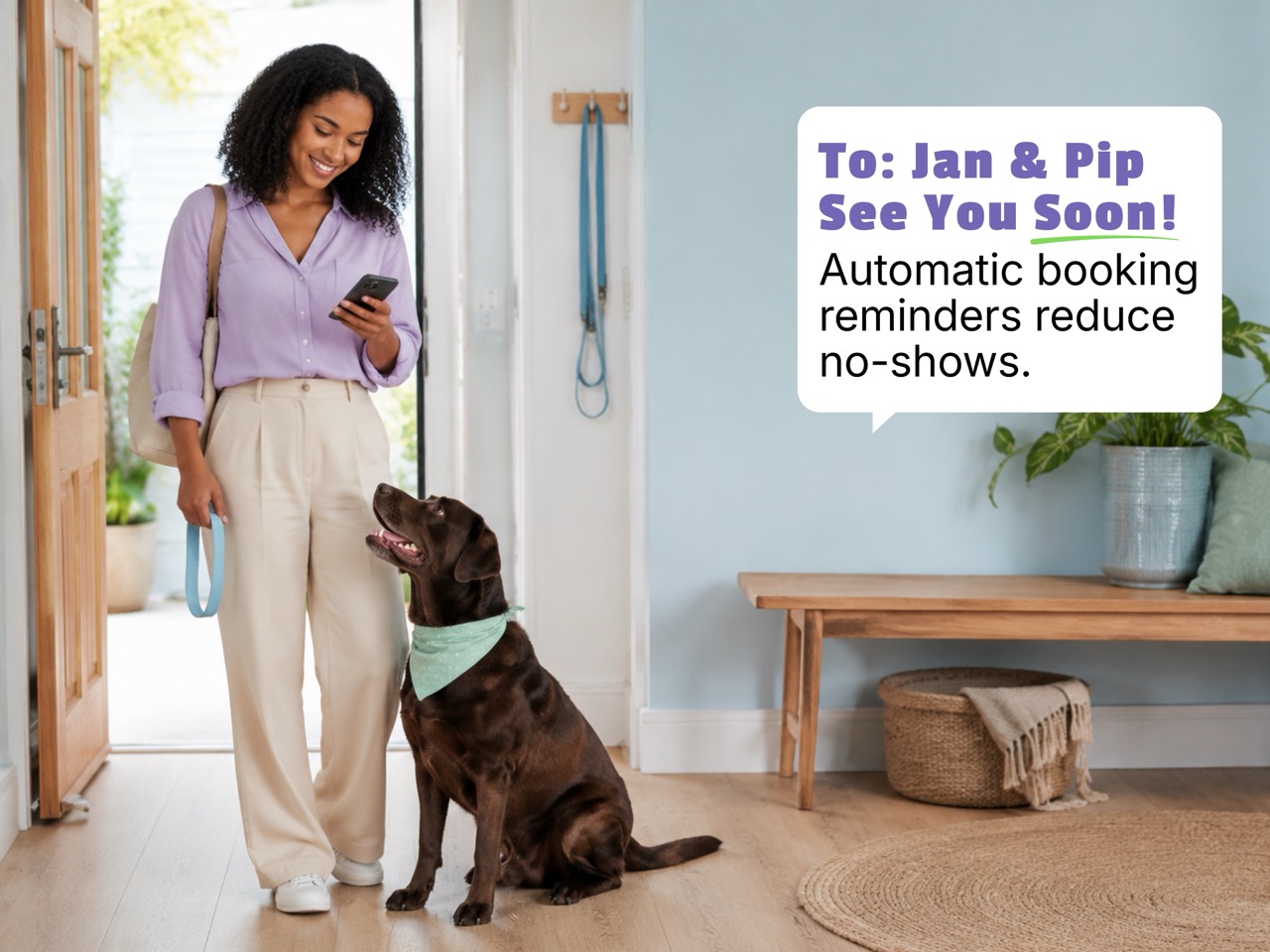 Pet owner receiving a booking confirmation
