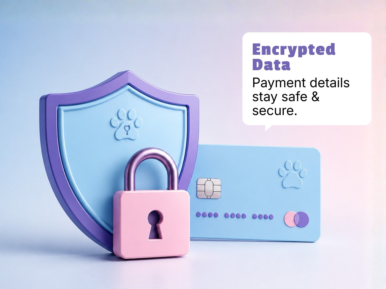 Secure online payment illustration with a shield and card