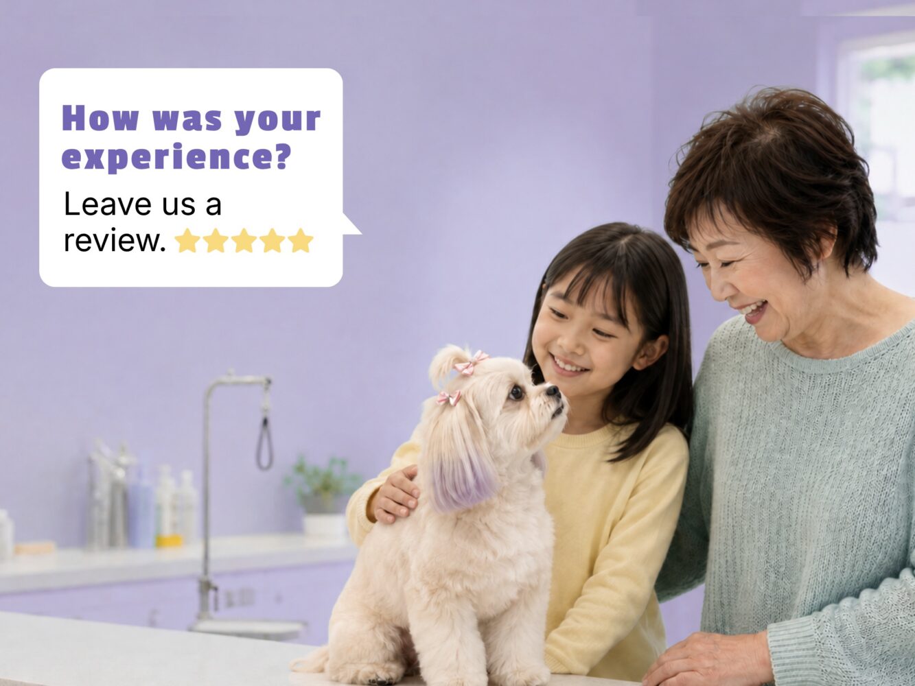 Pet owner receiving a feedback and review request