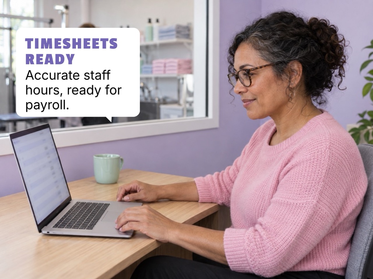 Staff timesheet review on a laptop