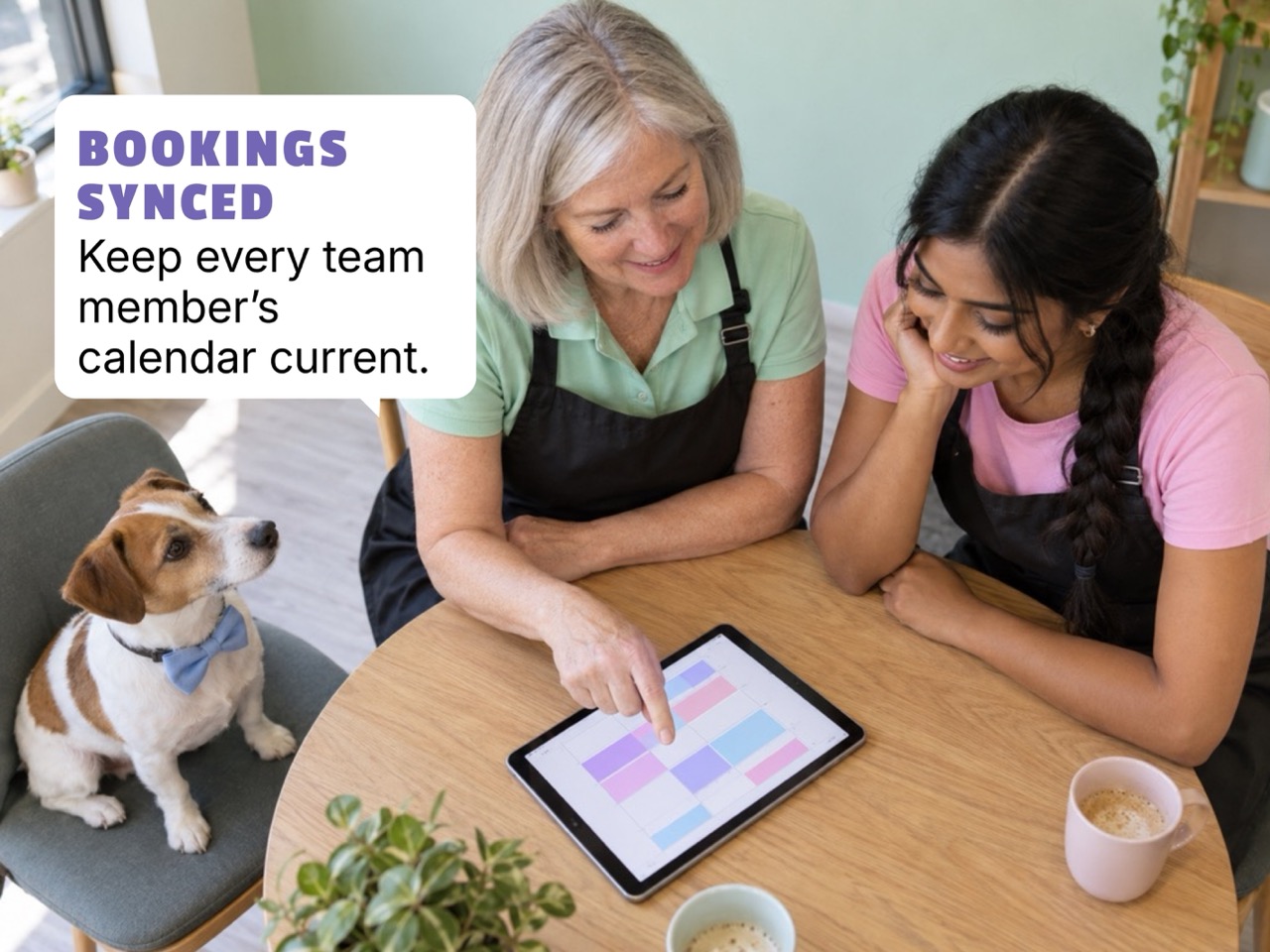 Staff schedule synchronisation on a tablet